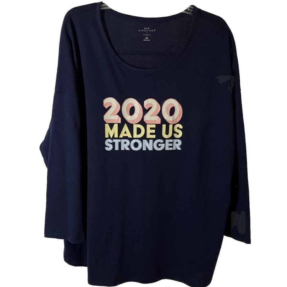New Directions Studio Women’s Plus Graphic Navy Blue Pullover T-shirt Size 4X